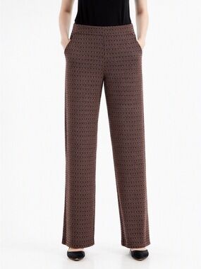 NWT Max Studio London Brown Herringbone Wide Leg Full Pants Size XS